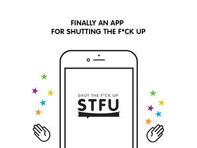 STFU Vibez app black bold chat hand icon ios logo simple stfu white