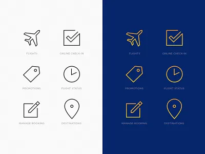 SIA icon set airline design flights icons outlined set visual language
