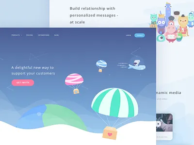 Customer Service Startup Landing Page alien communication crm cute galaxy illustration monster moon octopus planet robot website