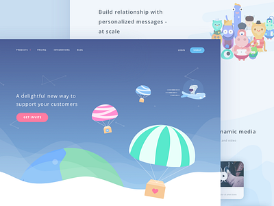 Customer Service Startup Landing Page alien communication crm cute galaxy illustration monster moon octopus planet robot website