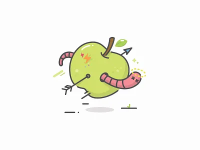 Shot apple arrow icon logo symbol vector worm