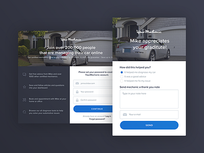 YourMechanic - Sign Up Widgets form forms header input material design radio buttons sign up widget