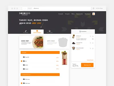 Order Index flat food index meal order restaurant select ui ux web design