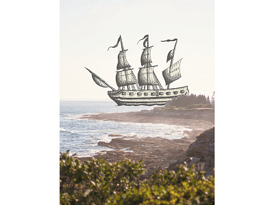 Holy Ship! coast cool illustration maine ocean pirate ship