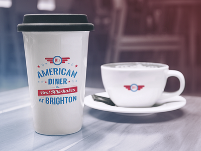 JB's American Diner cups american brighton burgers cup diner dinner milkshakes print retro takeaway