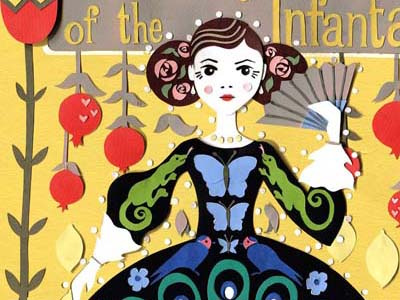 The Birthday of the Infanta book cover birds book cover childrens illustration collage fruit illustration illustration lemon lizards oscar wilde pomegranates princess yellow