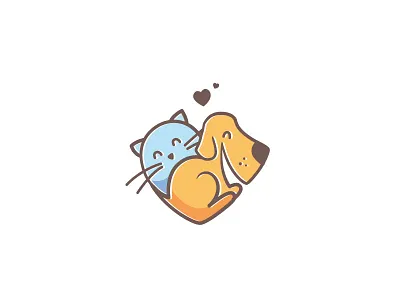 pets love animal blue brand cat design dog heart logo love pet yellow