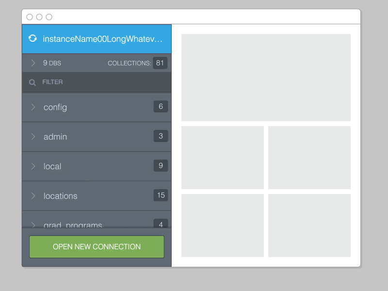 MongoDB Compass Navigation compass mongodb navigation sidebar ui