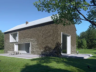 Woodford Meadow architecture brick wall bricks brickwork architecture darstellungsart grass rendering meadow rendering summer summer rendering