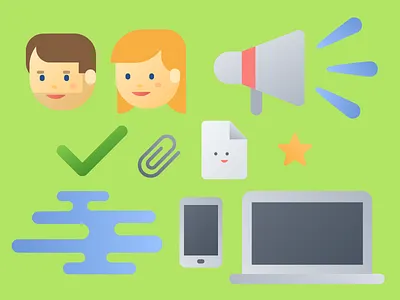 Manga Inspired Exploration computer couple gradient icon illustration microsoft paperclip set star water