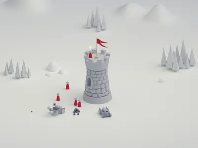 Castle Tower 3d 3d modeling assets blender castle castle tower isometric low poly medieval model tower