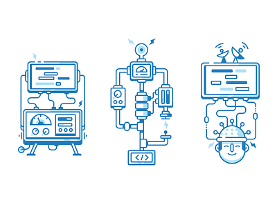 Tech Icons coding complex experiment fireart fireart studio flat head icon mechanism stroke test