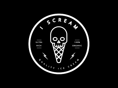 I Scream Badge badge branding clean ice cream illustration minimal modern simple skull