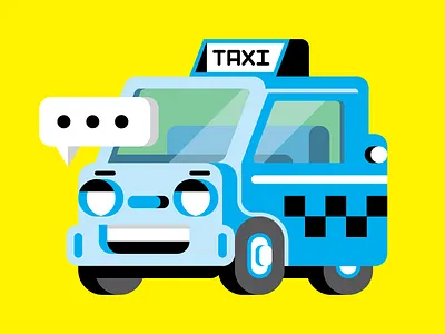 PopSci: Driverless Taxi ai illustration japan olympics robot taxi texting vector