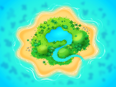 An Island beach caribbean coral island jungle lake palm river sand sea tropical water