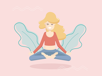 Yoga Girl character design flat girl illustrator nature yoga