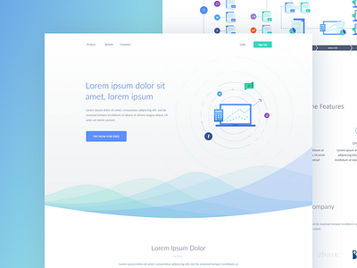 Wave blue chart clean green illustration landing minimal modern page progress transparent wave