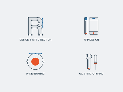 Web graphics app blue design gray icons mobile orange prototyping ux web website wireframing