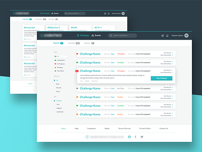 Categories & Challenges categories challenges experience filters interaction design interface ui user experience user interface ux webapp