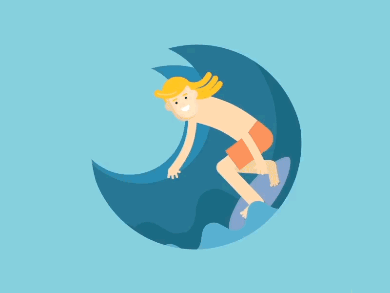 Surfer Boy 2d after effects flat gif illustrator ocean rubberhose surfer vector