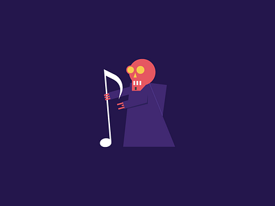 Death by Music dark death funny life logo metal minimal music reaper rock scythe skull