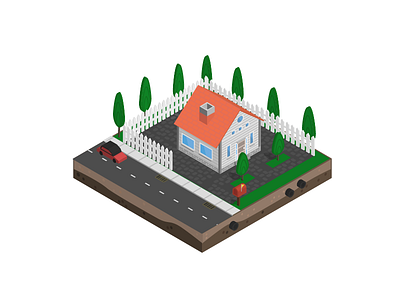 Village house antage illustration isometric