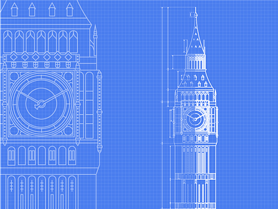 Big Ben antage bigben blueprint illustration outline plutus