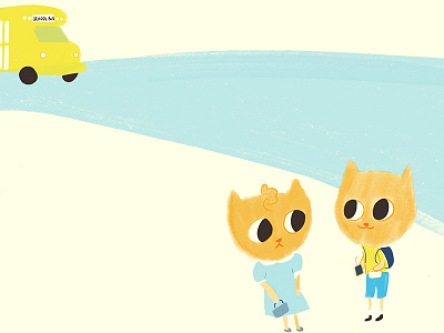 Going back to school 100catsdoingthings back to school cat cat drawing cat illustration kitty kitty illustration school bus