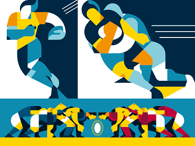 Rugby Actions action geometric illustration rugby scrum sport team