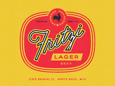 Fritzi Lager beer label lettering rooster script vintage