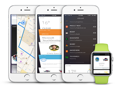Relevant iOS App app cards ios ui ux watch