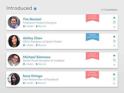 Job Applicant Dashboard applicant candidate cards careers jobs ui