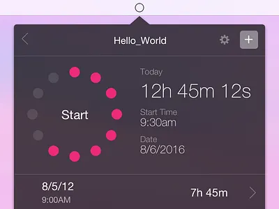 Time Tracker app concept design desktop menu time