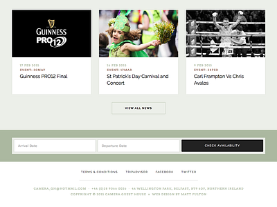 Camera Guesthouse - Footer arvo cards form hotel minimal playfair display raleway reservation ui ux web website
