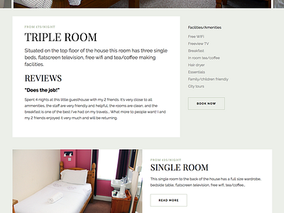 Camera Guesthouse / Rooms arvo cards hotel minimal playfair display raleway typography ui ux web website