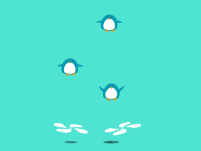 Juggling Penguins animation blue cute fan fly funny gif green juggle juggling penguin simple