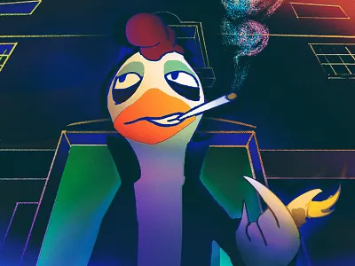 Remy the alcoholic chicken cartoon chicken cigarette illustration leather remy smoke