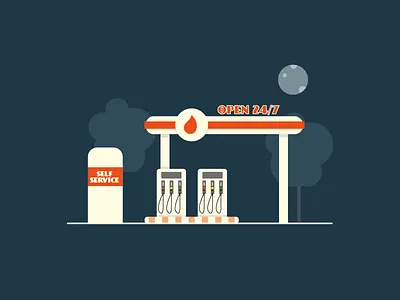 Petrol Station gas gas station livechat moon night petrol petrol station self service