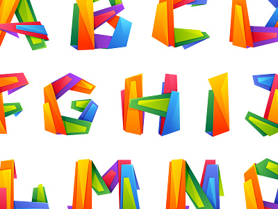 Line letters alphabet colorful letter line neon polygonal rainbow