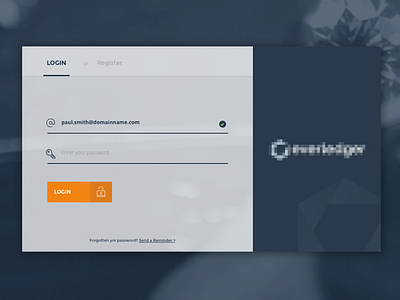 Login UI blue dark interface login orange register ui