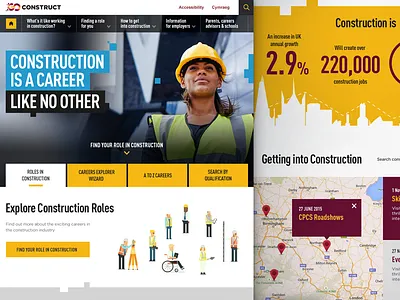 GoConstruct homepage background image homepage scrolling tabs web website