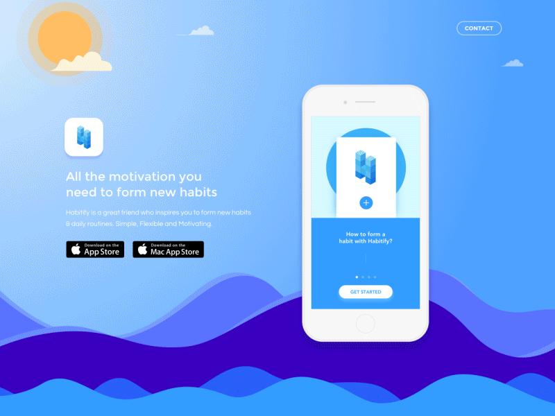 Habitify - Landing Page animation donate habit tracker illustration landing page mac app mobile app ui ux user interface water website