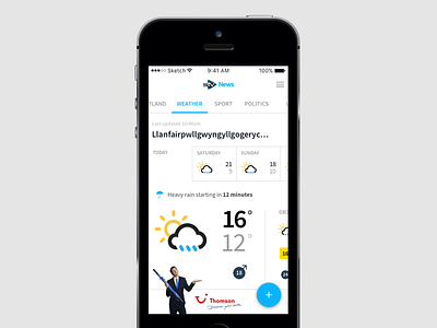 Simple Weather fab ios minimal source sans pro stv news weather