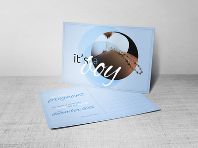 it’s a boy announcement blue boy postcard pregnancy typography