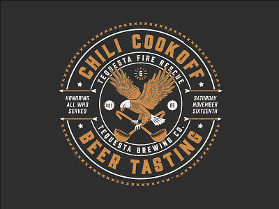 TFR / TBC Chili Cookoff badge chili design eagle illustration seal tshirt veteran