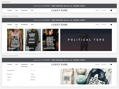Navigation + Dropdown UI collection dropdown experience navigation product search treatment ui ux web website