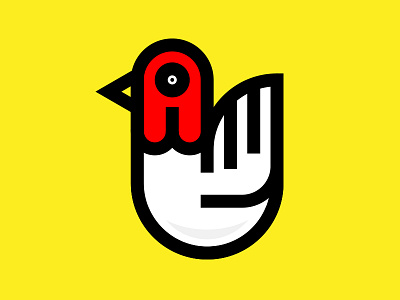 Weird Bird bird black lines red simple yellow