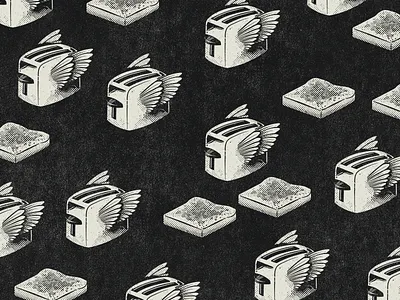 Flying Toasters doodle graphic design halftone illustration retro texture toast toasters vintage