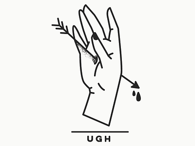 Ugh arrow black and white hand icon line stipple symbol