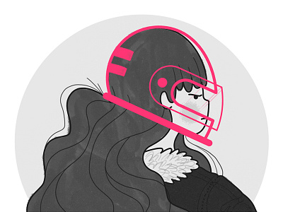 biker gurl biker girl character helmet sketch